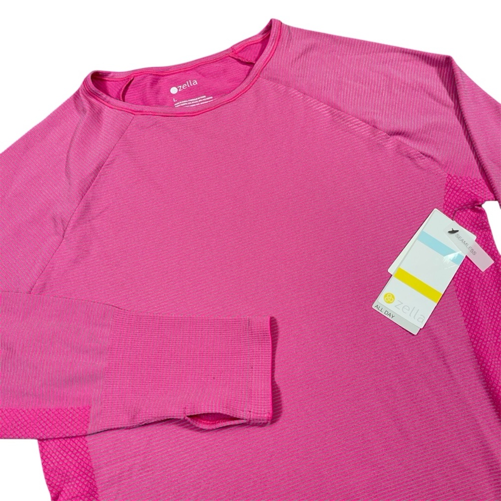 NWT Zella Liana Seamless Long Sleeve Women’s Size L Pink Top Performance